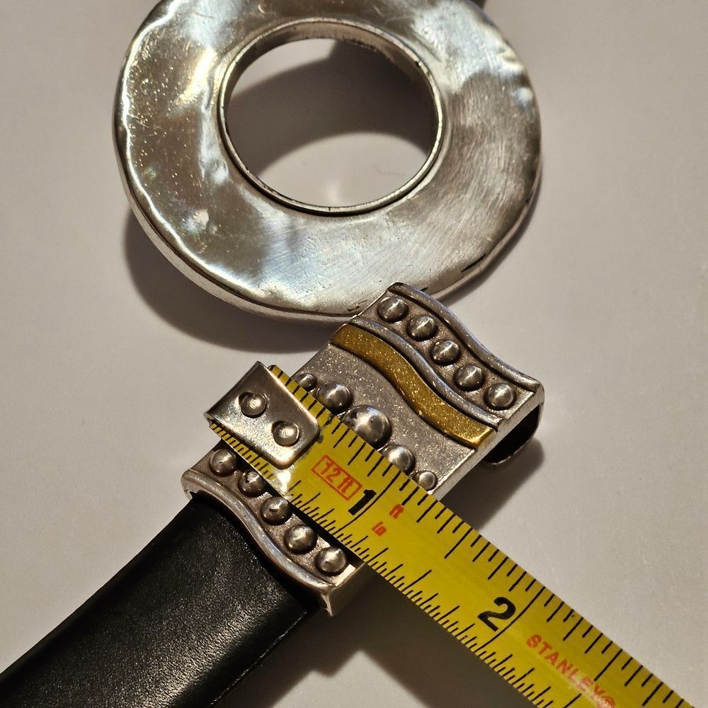 Chico's Black Leather Belt Sz S-XL 41" Adjustalbe - Picture 3 of 9